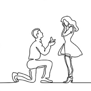 Picture of a guy on one knee,proposing